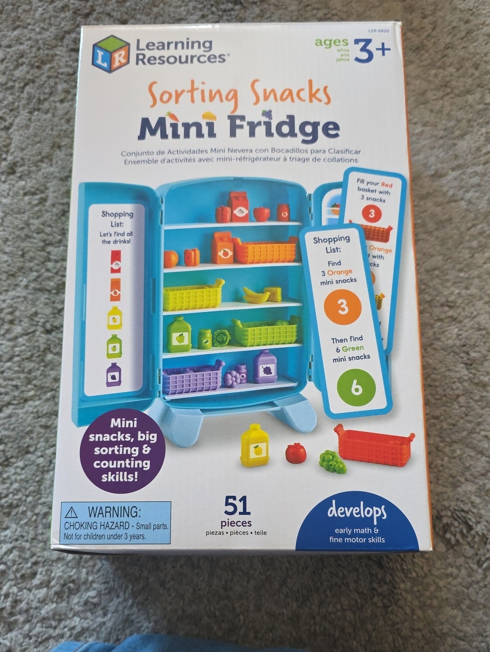 Learning Resources Sorting Snacks Mini Fridge – Blue Educational Toy